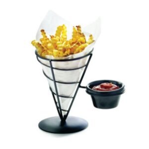 1 CONE BASKET WITH 1 RAMEKIN D12.7XH22.9CM WROUGHT IRON