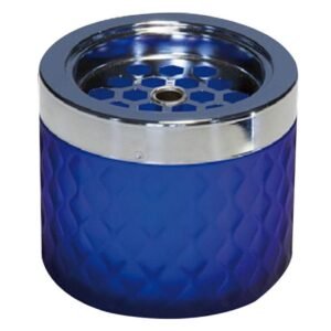 ASH TRAY ROUND DARK BLUE Ø9.6CM H8.2CM GLASS