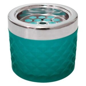 WINDPROOF ASHTRAY D9.6XH8.2CM TURQUOISE BLUE FROSTED GLASS