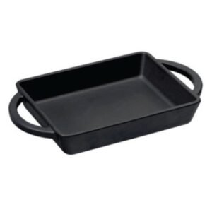 BLACK CAST IRON RECTANGULAR DISH 15X12CM WITH 2 HANDLES RECTANGULAR