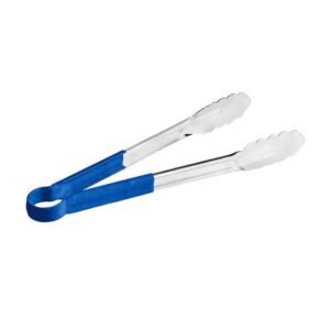BLUE SCALLOPED GRIP TONG L24.5CM SST WITH VINYL-COATED HANDLE