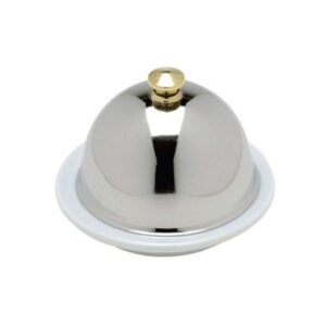 BUTTER DISH WITH SST DOME COVER WHITE PORCELAIN
