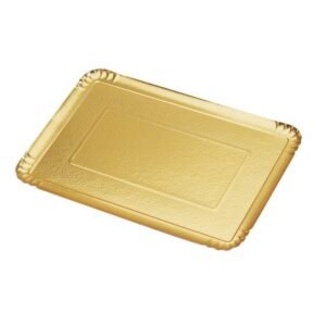 Catering tray rectangular gold cardboard 42x28 cm (25 units)
