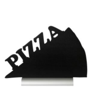 CHALK BOARD SILHOUETTE "PIZZA" TABLE ALUMINIUM BASE INCLUDING CHALK MARKER BLAC