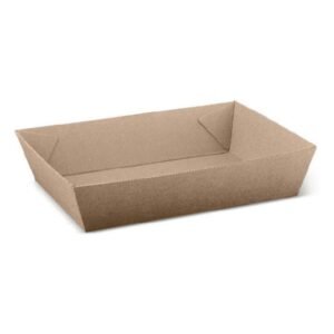 ENDURA FOOD TRAY PACK OF 100 BROWN L18 X W13.4 X H4.5CM CORRUGATED FLUTED BOARD
