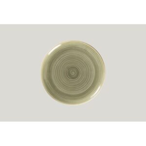 Flat coupe plate round green porcelain Ø 24 cm Rakstone Spot Rak