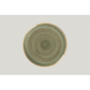 Flat coupe plate round green porcelain Ø 27 cm Rakstone Spot Rak