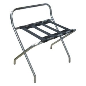 FOLDABLE LUGGAGE RACK WITH BACK BAR METAL SILVER CHROME