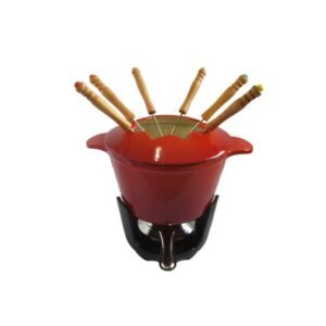 Fondue service red cast steel Ø 20 cm 21 cm