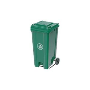 INDUSTRIAL MOBILE BIN WITH HEAVY DUTY STEEL PEDAL GREEN 120L