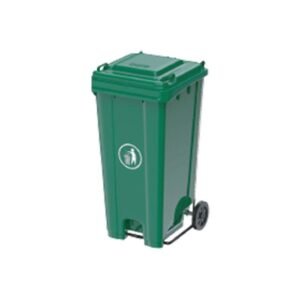 INDUSTRIAL MOBILE BIN WITH HEAVY DUTY STEEL PEDAL GREEN 240CL