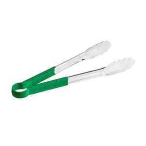 GREEN SCALLOPED GRIP TONG WITH VINYL-COATED HANDLE L31.5CM SST