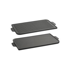 GRILL PLATE REVERSIBLE 2 HANDLES BLACK CAST IRON 47X26X1.2CM