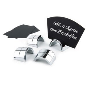 HOLDERS CHROME 4X2.5CM + 12 BLACK LABELS 10X5.7CM PACK OF 6