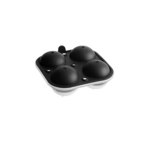 ICE CUBE MOULD 15.6X15.6XH6.4CM 4-SPHERE D6.4CM BLACK SILICONE