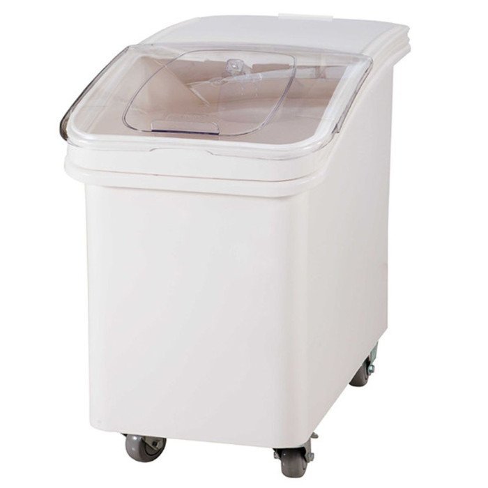 INGREDIENT BIN 120L 75X45.7X74.8CM CLEAR POLYCARBONATE LID WHITE POLYPROPYLENE