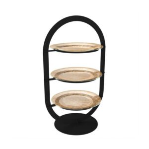 3 TIERS ART DECO TEA STAND CRACKLED BLACK L33XW23XH55CM MGS