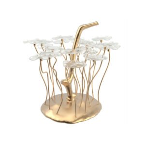 FLOWER PETIT FOURS STAND WITH 20 BOWLS CLEAR GLASS D25XH35CM MGS