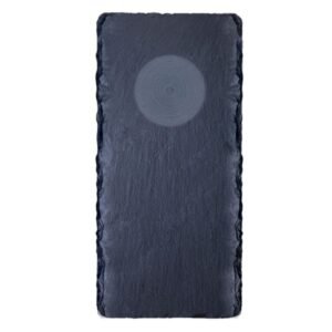 NATURAL SLATE RECTANGULAR PLATE WITH ROUND INDENT SCALLOPED EDGE RECTANGULAR BLACK L25 X W12CM NATURAL SLATE