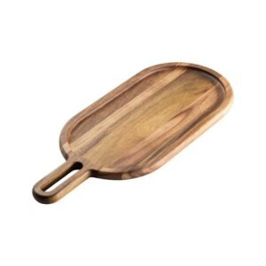 OBLONG SNACK TRAY WITH HANDLE ACACIA