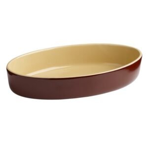 Oval ceramic dish oval brown porcelain 21x14 cm