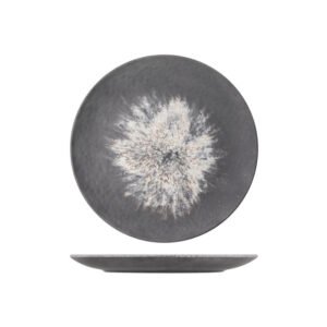 PARIS CHARCOAL WHITE FLAT PLATE D27XH2.5CM MELAMINE CREATIVE