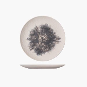 PARIS WHITE CHARCOAL FLAT PLATE D23XH2.5CM MELAMINE CREATIVE