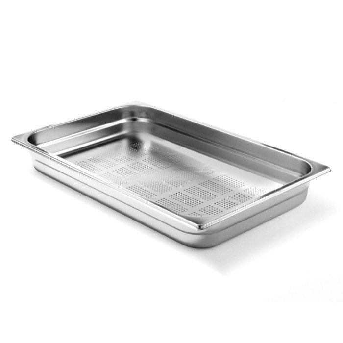 PERFORATED CONTAINER GN 1/1-200 RECTANGULAR 28.0L THICK. 0.7MM STAINLESS STEEL QUALIPLUS PRO.COOKER