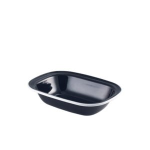 pie dish black with white rim L20XW14.6XH4.5cm enamel genware