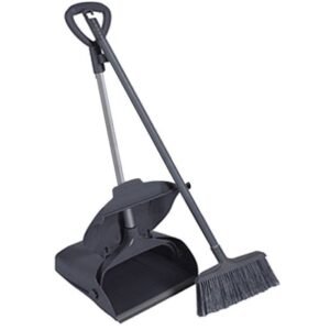 PLASTIC DUST PAN WITH BROOM BLACK L94 X W32 X H12CM SILVER