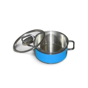 RAINBOW BLUE STEW PAN PAN GLASS LID 3-PLY SST Ø16CM H18CM 1.6L GLASS