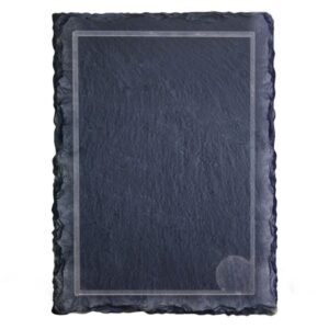 RECTANGULAR STEAK PLATE WITH GRAVY CHANNEL SCALLOPED EDGE RECTANGULAR BLACK L33 X W24CM NATURAL SLATE