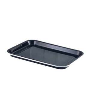 serving tray black with white rim L33.5XW23.5XH2.2cm enamel genware