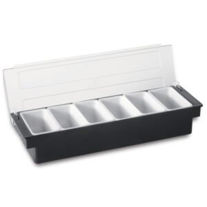 CONDIMENT BOX 6 COMPARTMENTS BLACK POLYCARBONATE