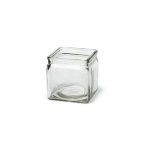 SQUARE CLEAR GLASS JAR SET OF 3 9.52X9.52X9.86CM
