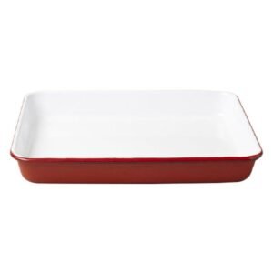 STEEL ENAMEL RED SERVING TRAY