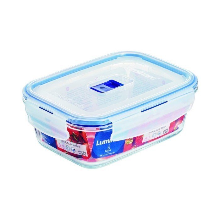PURE BOX ACTIVE RECTANGULAR FOOD STORAGE CONTAINER 82CL TEMPERED GLASS WITH LID