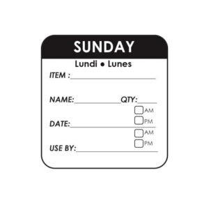 SUNDAY SQUARE REMOVABLE LABEL ROLL OF 500 L5 X W5CM