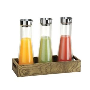 T- COLLECTION SET OF 3 CARAFES WITH ASH WOOD STAND 1.2L