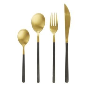 GOLD PVD COFFEE SPOON WITH BLACK PVD HANDLE AROMA PRO MUNDI