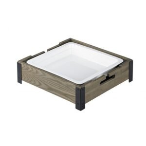 THE NATURAL STAND WITH 2/3 PORCELAIN INSERT L40.2 X W37.6 X H11CM ASHWOOD