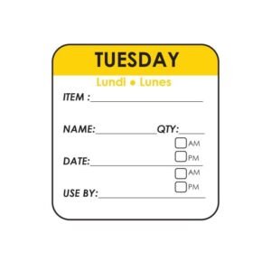 TUESDAY SQUARE REMOVABLE LABEL ROLL OF 500 L5 X W5CM
