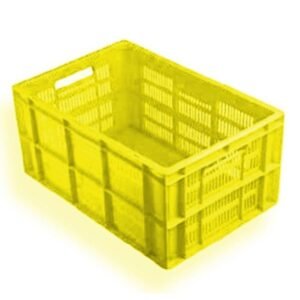 VENTILATED CRATE YELLOW L60 X W40 X H28CM HDPE