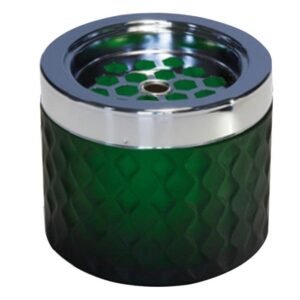 WINDPROOF ASHTRAY D9.6XH8.2CM DARK GREEN GLASS