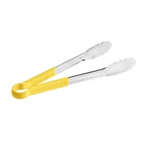 YELLOW SCALLOPED GRIP TONG L41.5CM SST WITH VINYL-COATED HANDLE